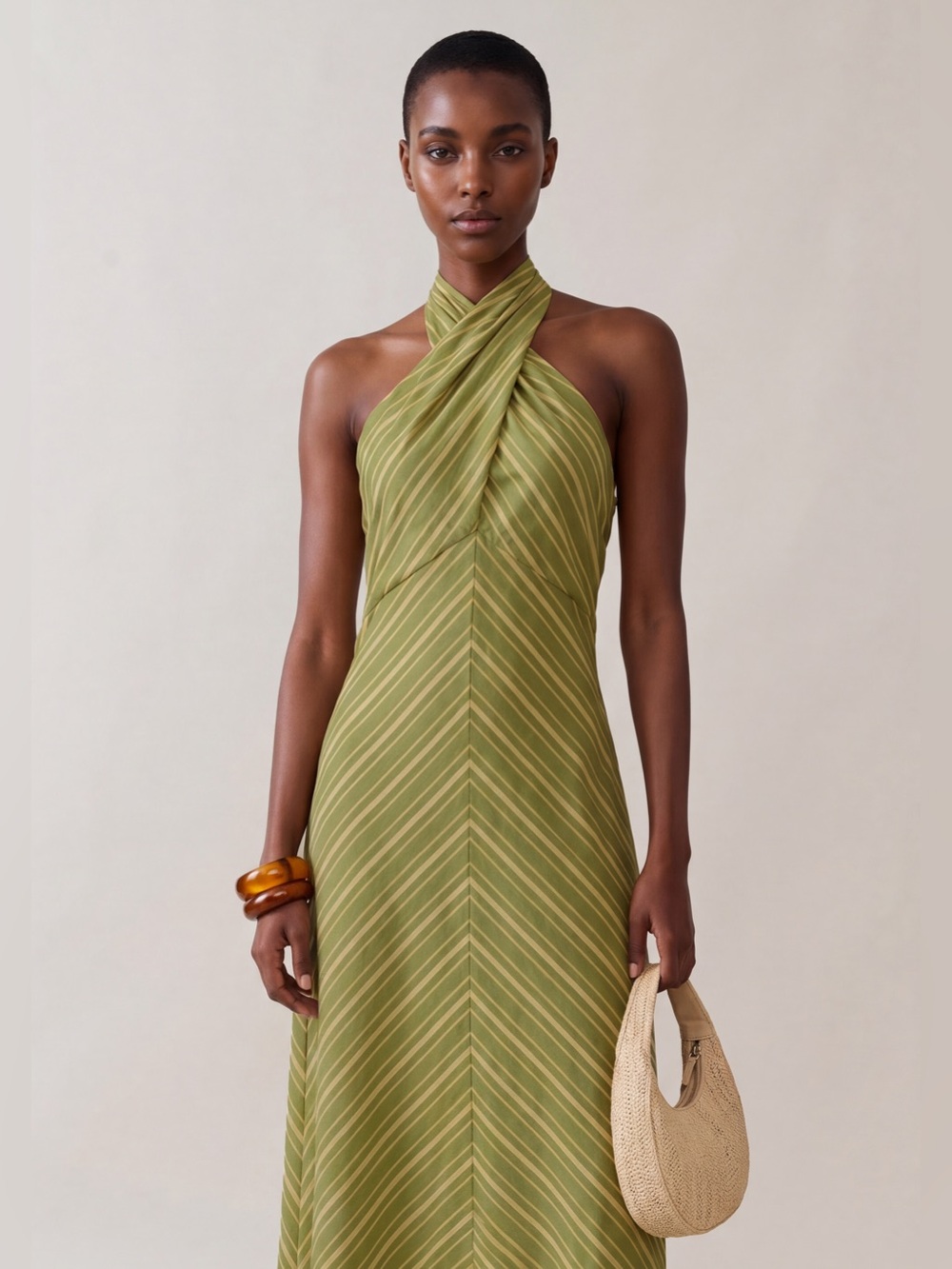 NWT Few Moda Noelle Cotton Dress size Small S Citrus Stripe Green maxi o.p.t